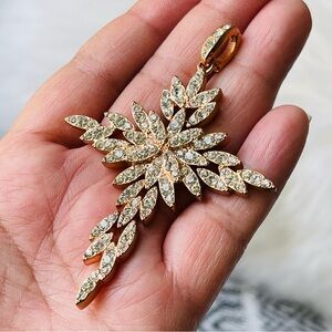 PJM Real Collectibles By Adrienne Rose Gold Tone Clear Rhinestone Cross Pendant